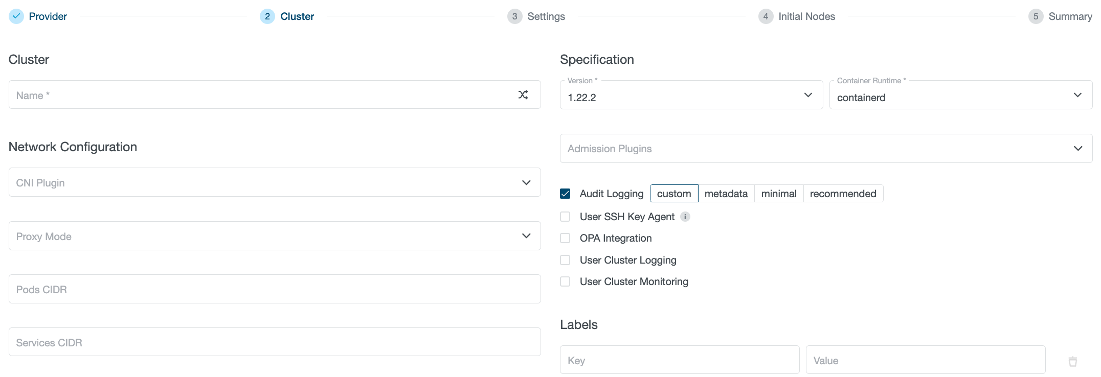 Create Cluster
